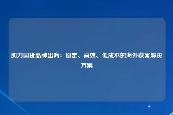 助力国货品牌出海：稳定、高效、低成本的海外获客解决方案