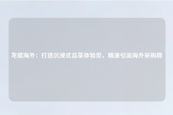 龙禧海外：打造沉浸式品茶体验页，精准引流海外采购商