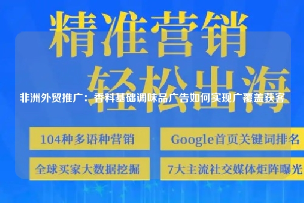 非洲外贸推广：香料基础调味品广告如何实现广覆盖获客
