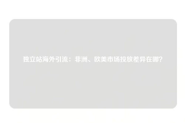 独立站海外引流：非洲、欧美市场投放差异在哪？
