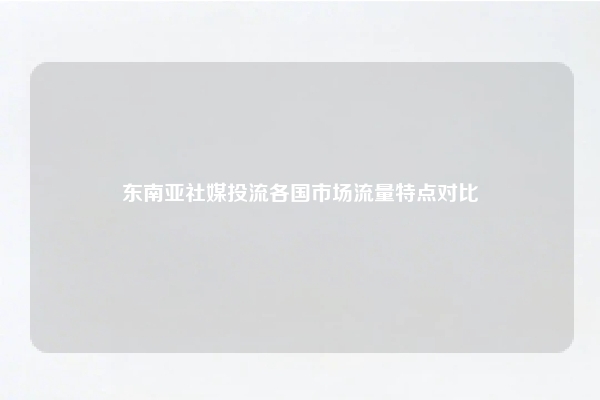 东南亚社媒投流各国市场流量特点对比