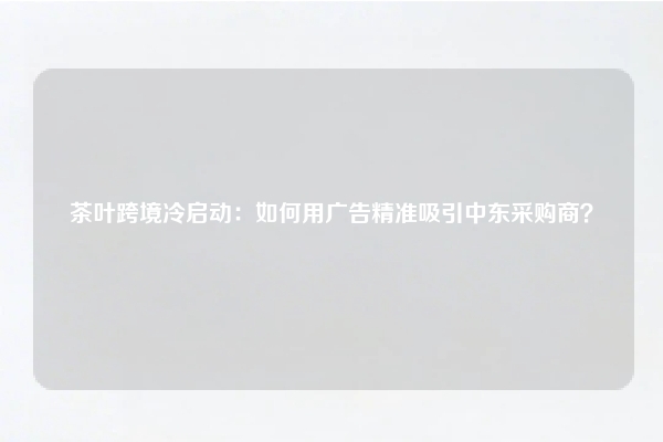 茶叶跨境冷启动：如何用广告精准吸引中东采购商？