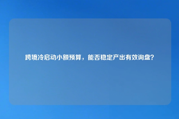 跨境冷启动小额预算，能否稳定产出有效询盘？